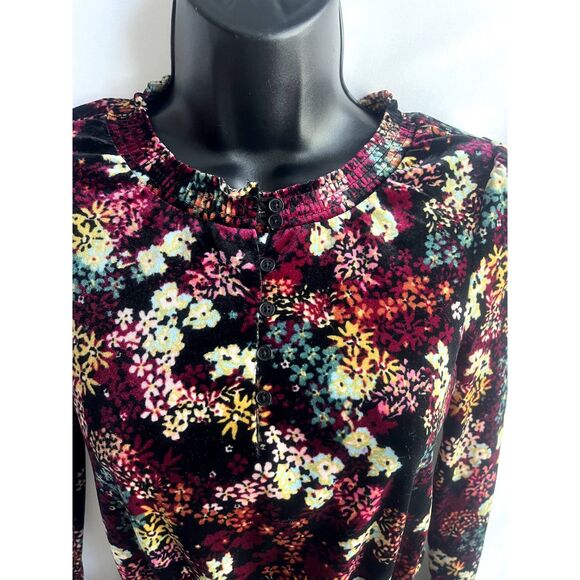 Ella Moss Girls Floral Print Velvet Dress Size 10 Girls Cute Girly Smocked Waist - Picture 2 of 10